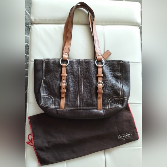 Coach Expresso Coffee Bean Pebbled Leather Bag & Dust Bag - Picture 12 of 15